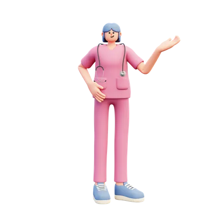 Female Doctor Giving Presentation  3D Illustration