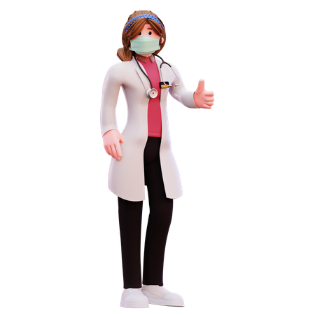 Female doctor giving thumbs up  3D Illustration