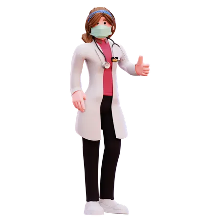 Female doctor giving thumbs up  3D Illustration