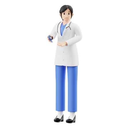 Female Doctor Holding Blood Test Kit  3D Illustration