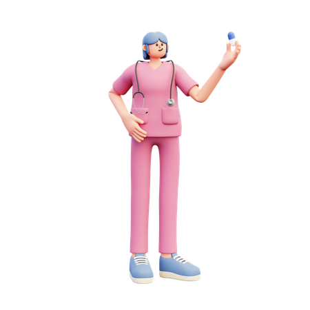 Female Doctor Holding Capsule  3D Illustration