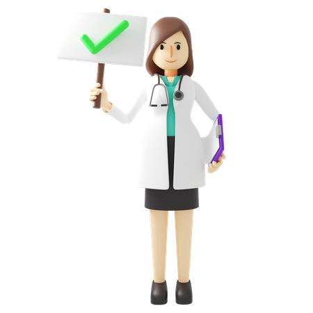 Premium Female doctor with medical report 3D Illustration download in PNG,  OBJ or Blend format