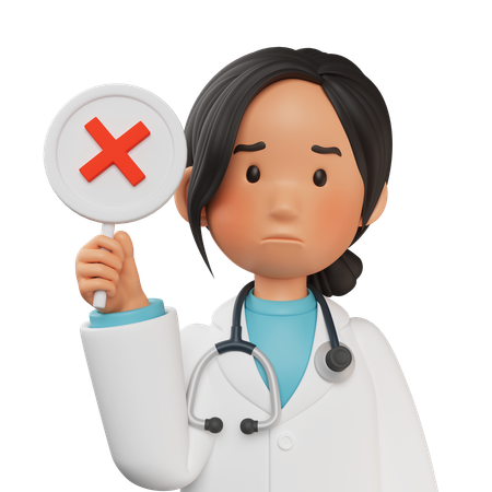 Female Doctor Holding Cross Sign  3D Illustration