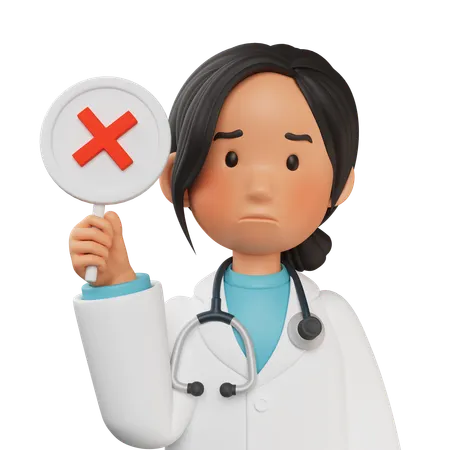 Female Doctor Holding Cross Sign  3D Illustration