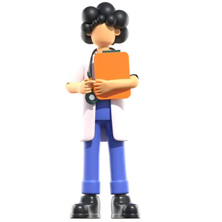 Female Doctor Holding Medical Report  3D Illustration