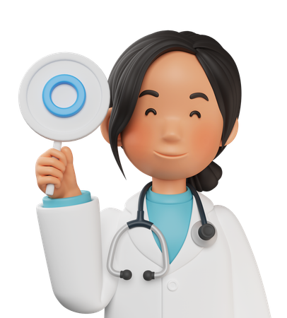Female Doctor Holding O Sign  3D Illustration