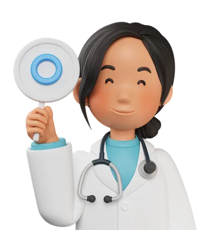 Female Doctor Holding O Sign  3D Illustration