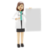 doctor holding placard 3d logos