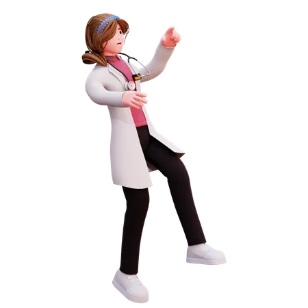 Female doctor pointing finger  3D Illustration