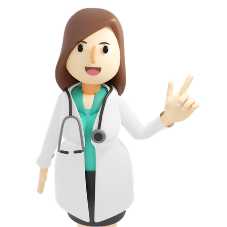 Female doctor pointing one finger  3D Icon