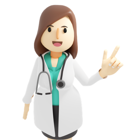 Female doctor pointing one finger 3D Illustration