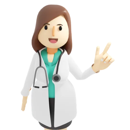 Cartoon Character 3 D Illustration Of A Smile Happy Female Doctor Holding Is Giving Recommendation Medical Hospital Clinic Illustration Concept 3D Illustration