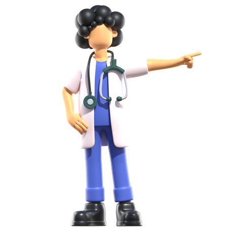 Female Doctor Pointing Something Right  3D Illustration