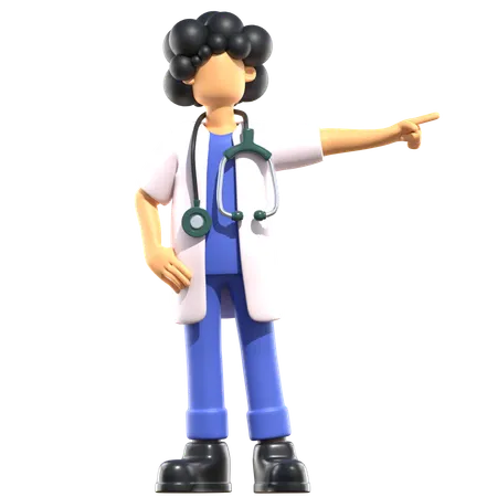 Female Doctor Pointing Something Right  3D Illustration