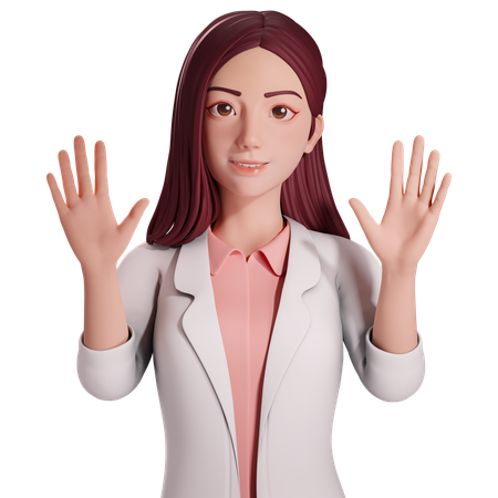 Female doctor raising her hands up in greeting  3D Illustration