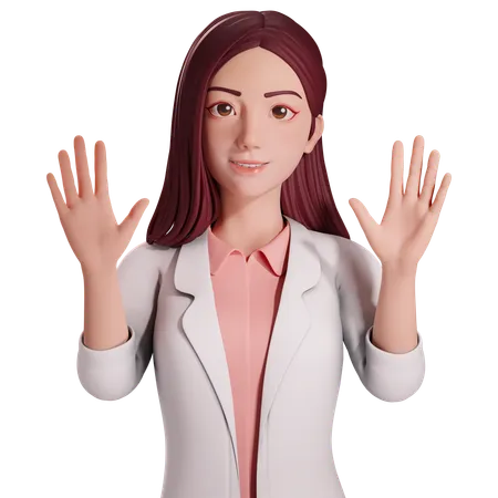 Female doctor raising her hands up in greeting  3D Illustration