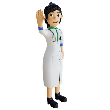 Female doctor saying hello  3D Illustration