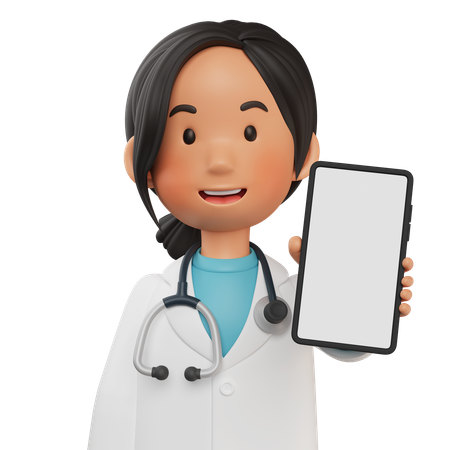 Female Doctor Showing Cell Phone  3D Illustration