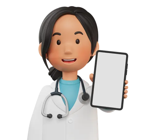 Female Doctor Showing Cell Phone  3D Illustration