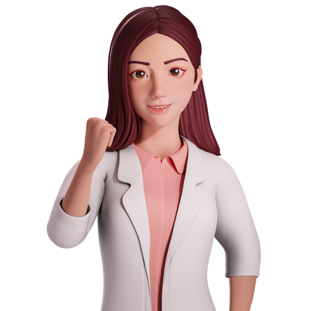 Female doctor showing fist hand gesture with her right hand to celebrating  3D Illustration