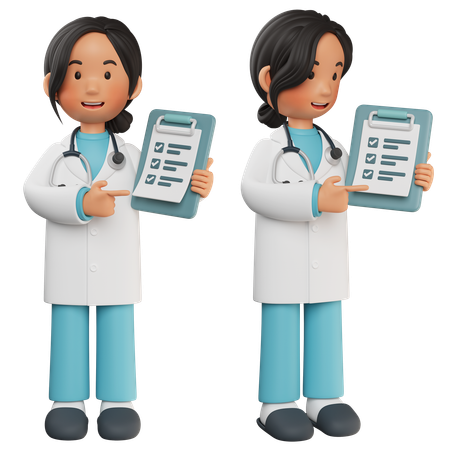Female Doctor Showing Medical Report  3D Illustration