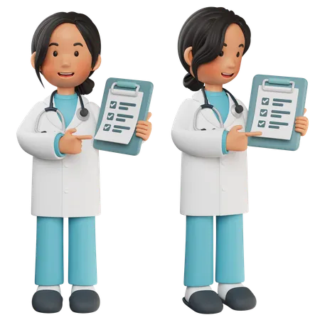 Female Doctor Showing Medical Report  3D Illustration