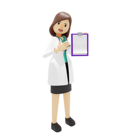 Female doctor showing patient report 3D Illustration