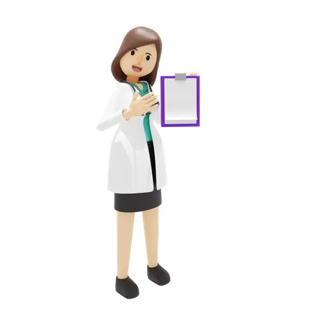 Female doctor showing patient report  3D Illustration