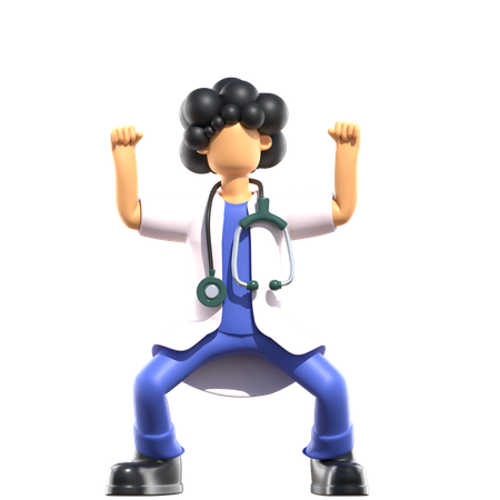 Female Doctor Showing Strong Arm  3D Illustration