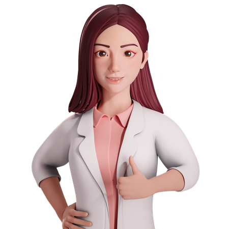 Female doctor showing thumbs up gesture with her left hand  3D Illustration