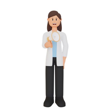 Female doctor speaking into megaphone  3D Icon