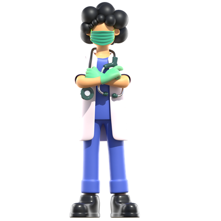 Female Doctor Standing Confidently With Cross Arms  3D Illustration