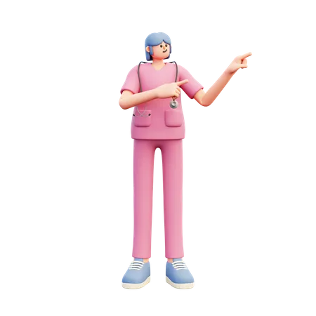 Female Doctor Standing Pointing Reccomendation  3D Illustration