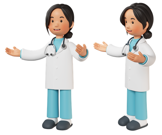 Female Doctor Standing With Open Arms  3D Icon
