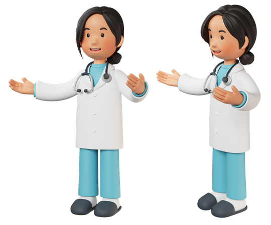 Female Doctor Standing With Open Arms  3D Icon