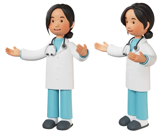 Female Doctor Standing With Open Arms  3D Icon