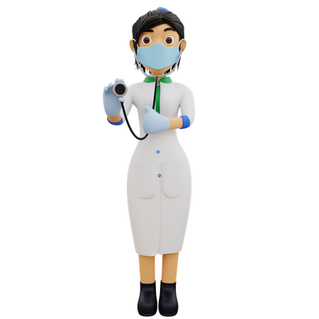 Female doctor using stethoscope  3D Icon