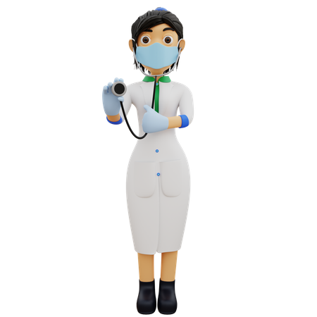 Female doctor using stethoscope  3D Illustration