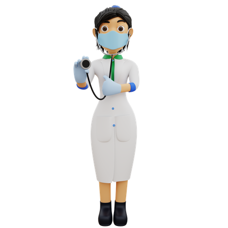 Female doctor using stethoscope 3D Illustration