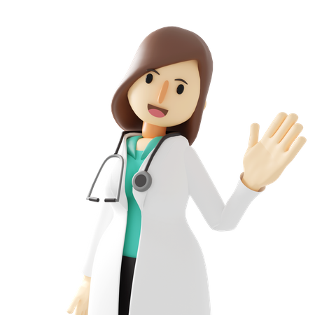 Female doctor waiving hand  3D Illustration