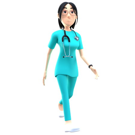 Female Doctor Walking  3D Icon