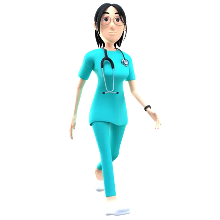 Female Doctor Walking  3D Illustration