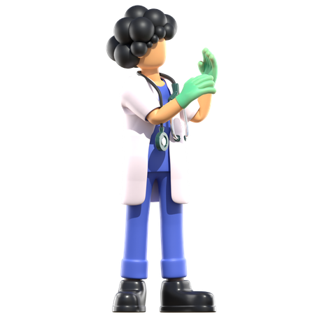 Female Doctor Wearing Medical Gloves  3D Illustration