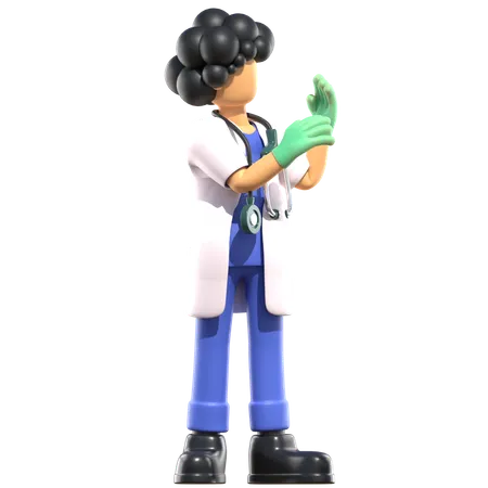Female Doctor Wearing Medical Gloves  3D Illustration