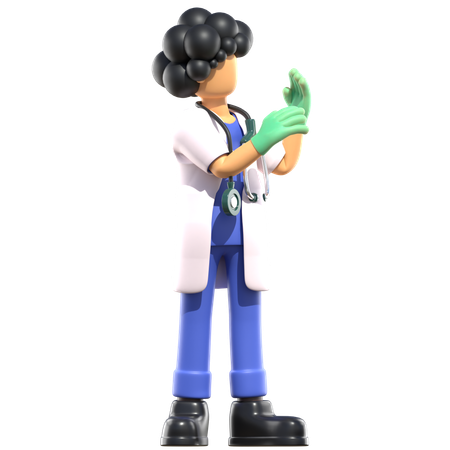 Female Doctor Wearing Medical Gloves  3D Icon
