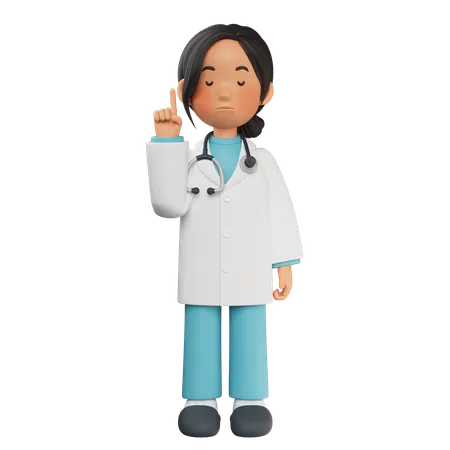 Female Doctor With Eyes Closed And Finger Raised  3D Illustration