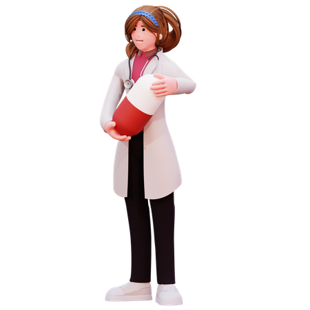 Female doctor with medicine 3D Illustration