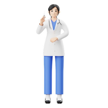 Female Doctor With Syringe  3D Illustration