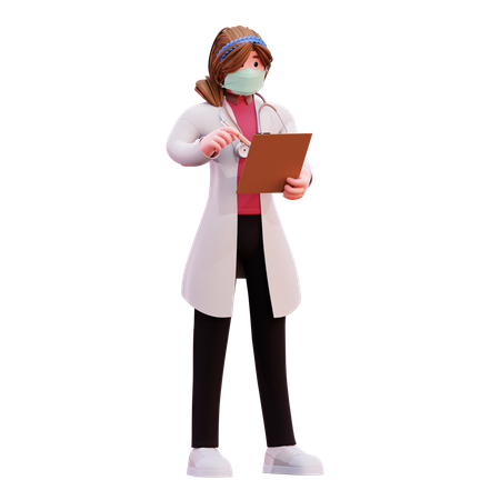 Female doctor writing prescription  3D Illustration