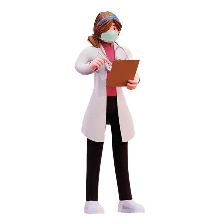 Female doctor writing prescription  3D Illustration